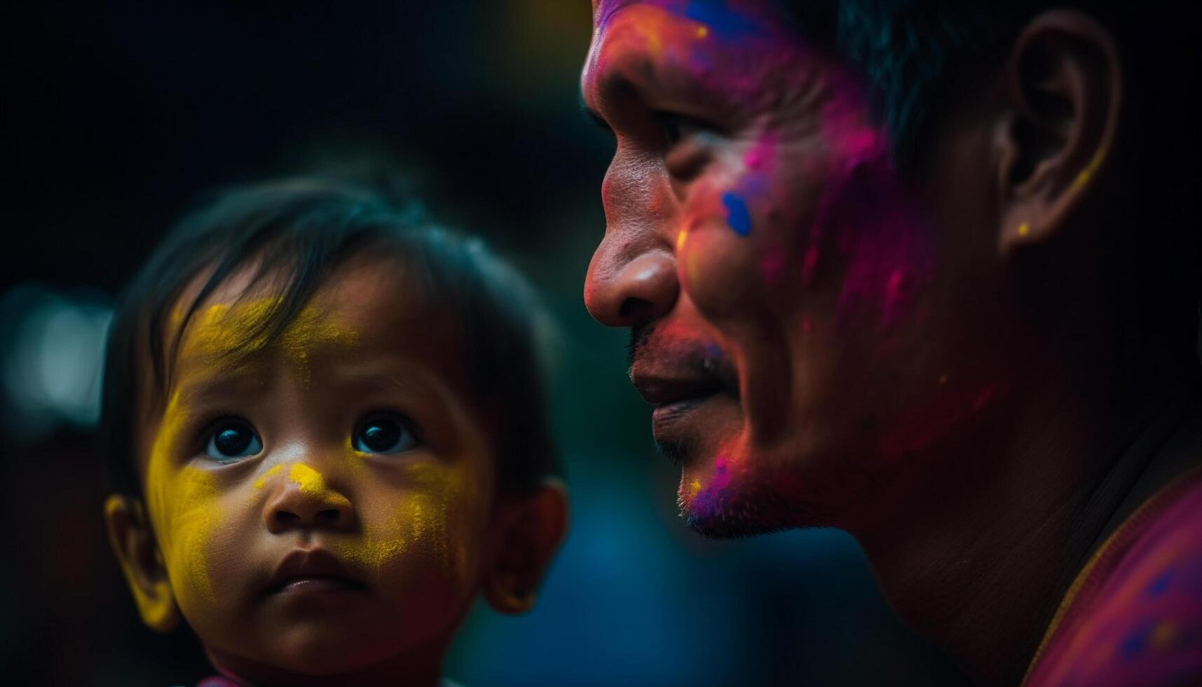 Cheerful family enjoys traditional festival with playful children outdoors generated by AI photo