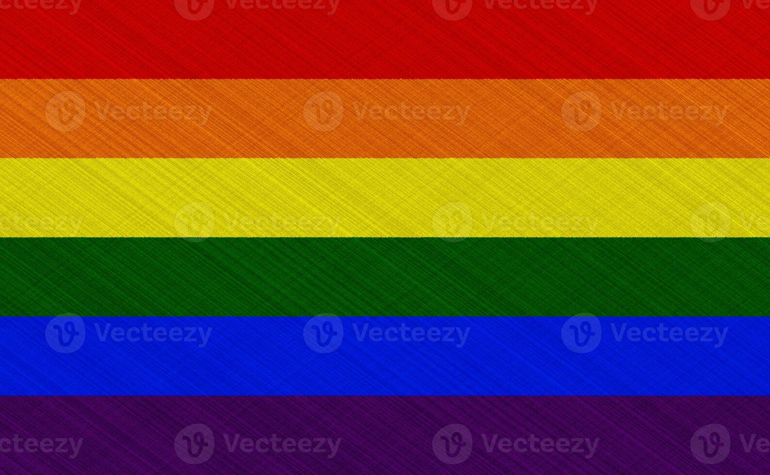 Flag of the LGBT community on the background of a fabric texture. Rainbow symbol of gay culture. Concept collage. Illustration symbol of pride. photo