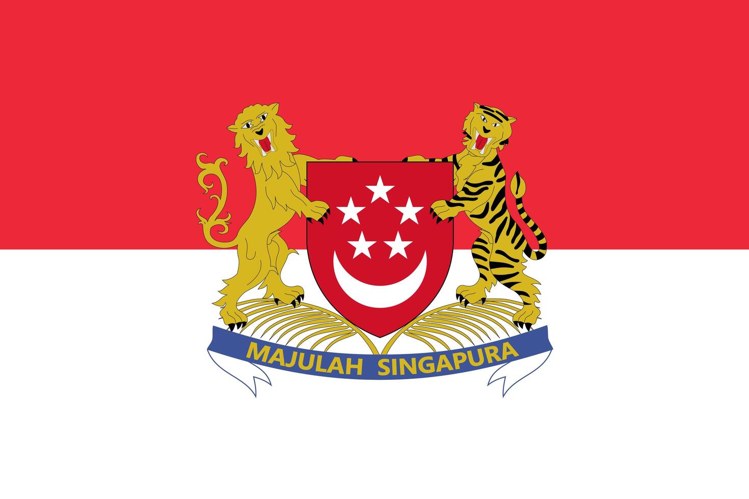 Flag of Singapore. The official colors and proportions are correct. National flag of Singapore