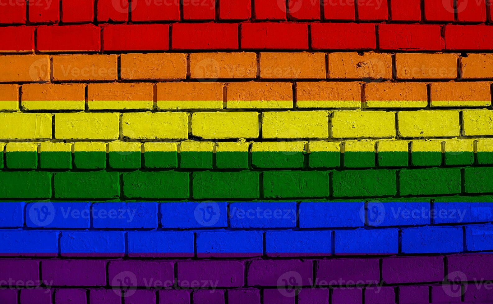 Flag of the LGBT community on the background of a stone wall. Rainbow symbol of gay culture. Concept collage. Illustration symbol of pride. photo