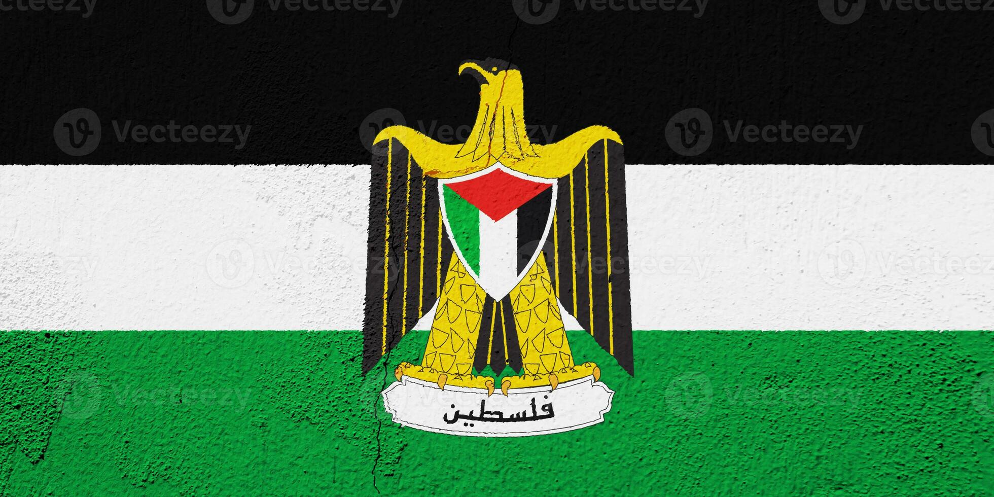 Flag of State of Palestine on a textured background. Concept collage. photo