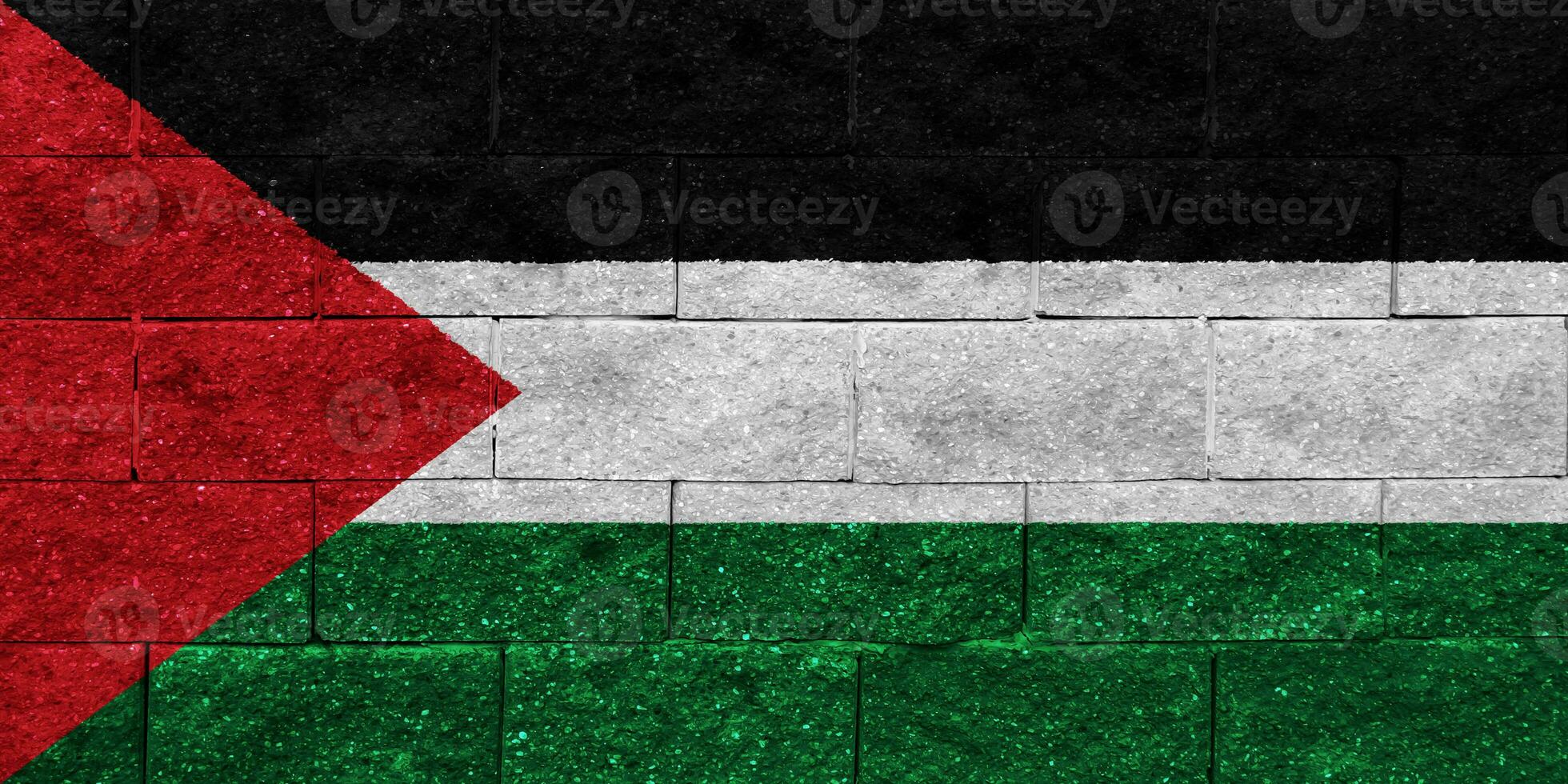 Flag of State of Palestine on a textured background. Concept collage. photo