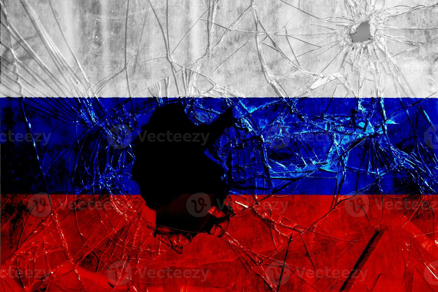 Flag of Russian Federation on a textured background. Concept collage. photo