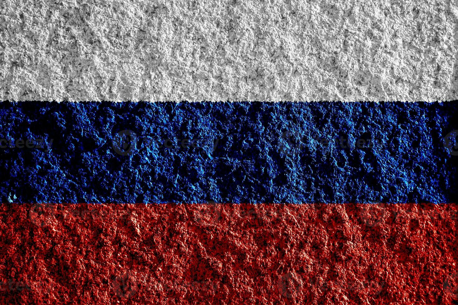 Flag of Russian Federation on a textured background. Concept collage. photo