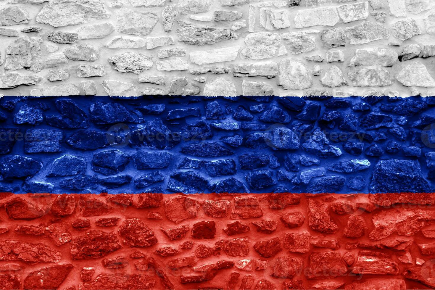 Flag of Russian Federation on a textured background. Concept collage. photo