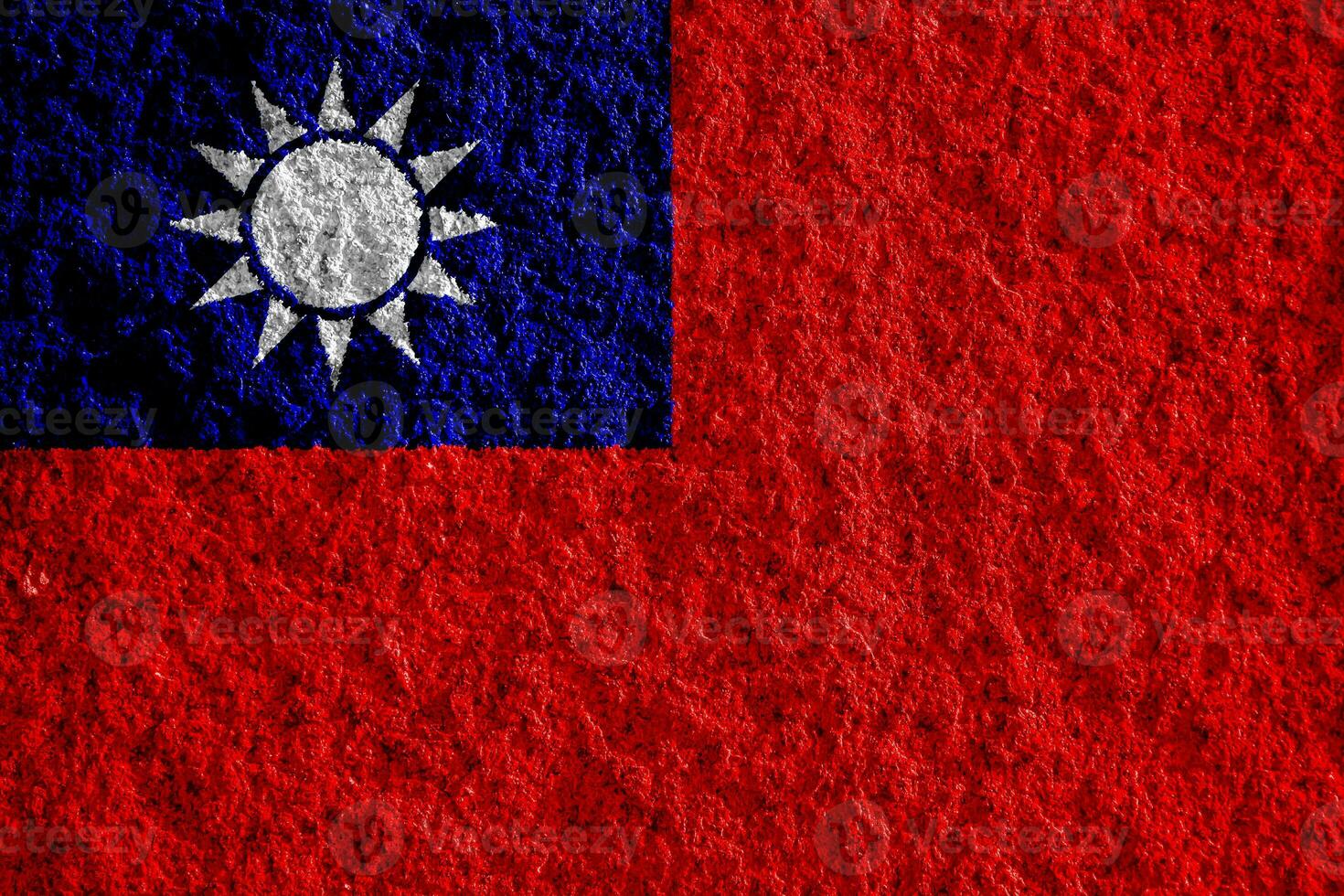 Flag of Republic of China Taiwan on a textured background. Concept collage. photo