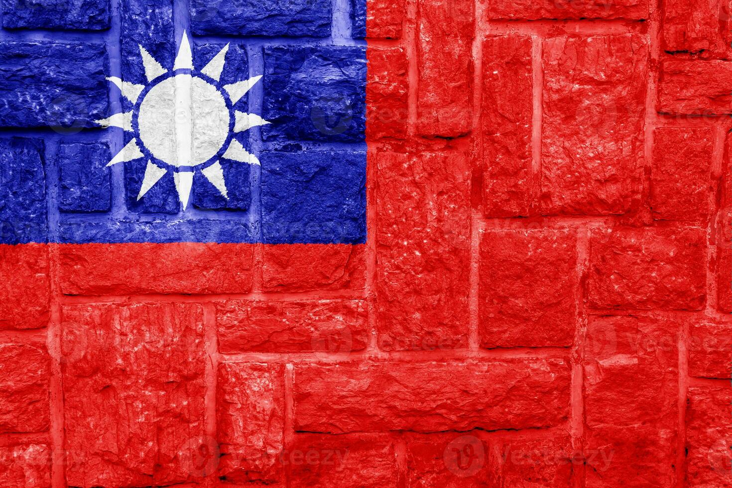 Flag of Republic of China Taiwan on a textured background. Concept collage. photo