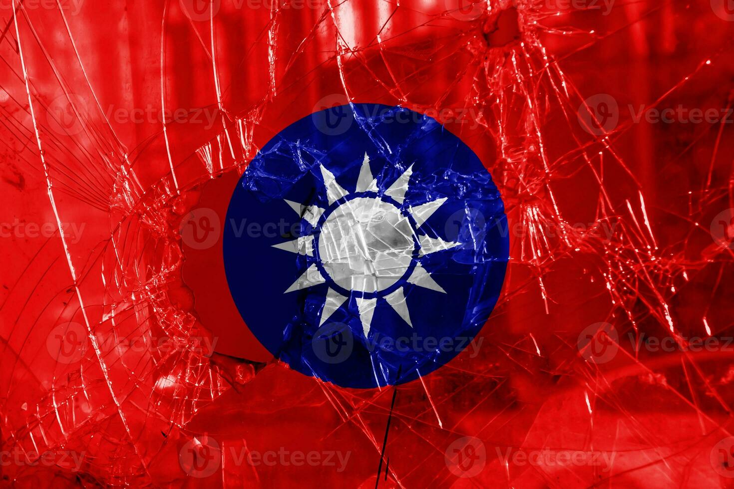 Flag of Republic of China Taiwan on a textured background. Concept collage. photo