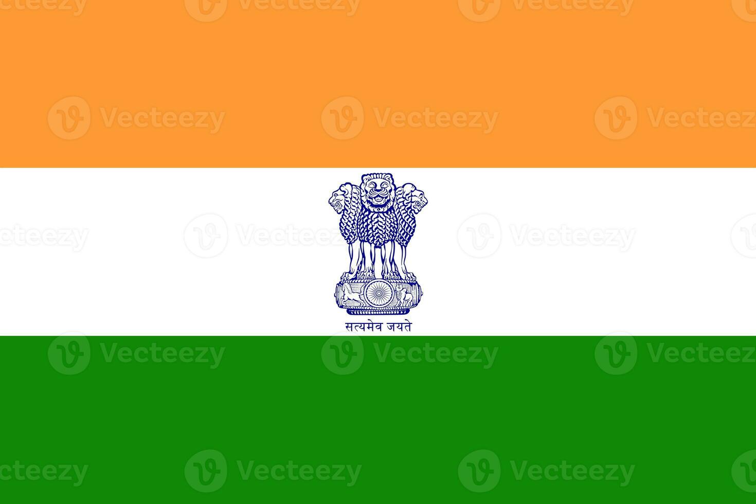 The official current flag and coat of arms of the REPUBLIC OF INDIA. State flag of the REPUBLIC OF INDIA. Illustration. photo