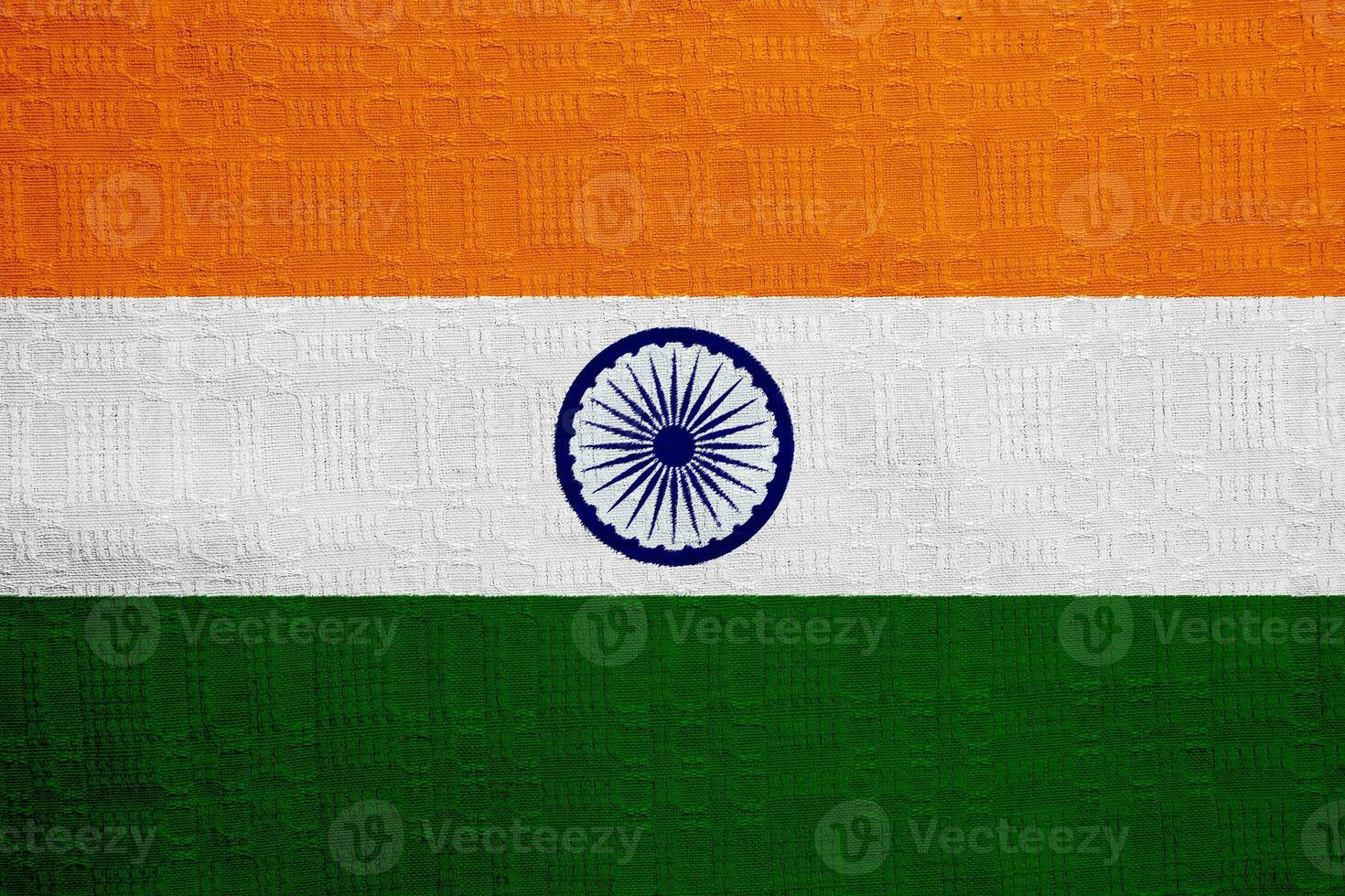 Flag of the REPUBLIC OF INDIA on a textured background. Concept collage. photo