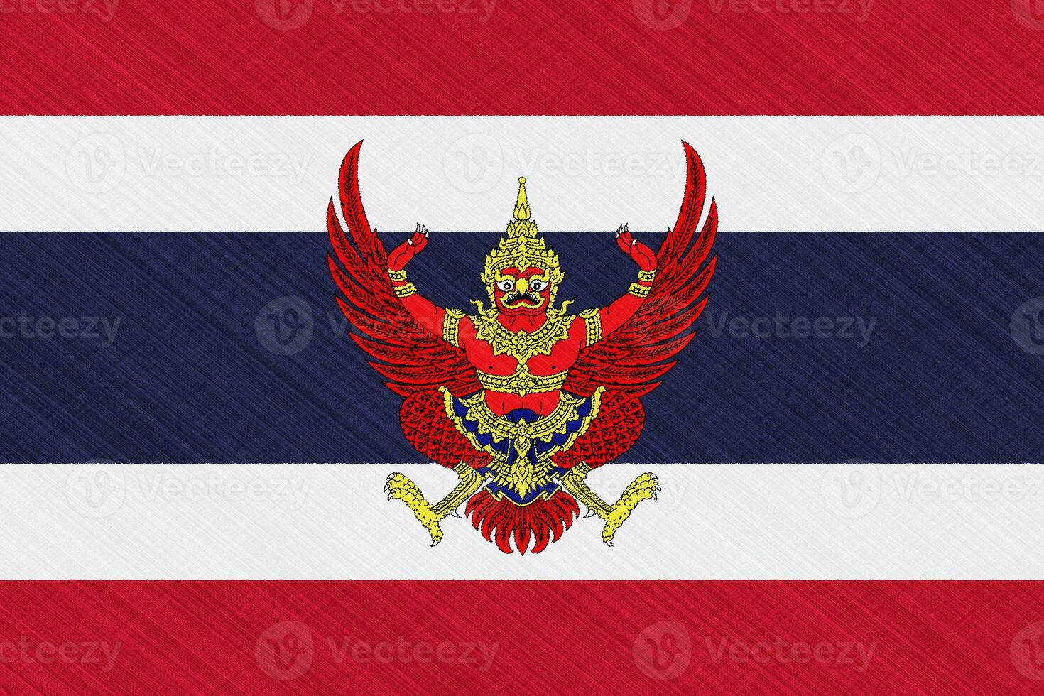 Flag and coat of arms of the Kingdom of Thailand on a textured background. Concept collage. photo