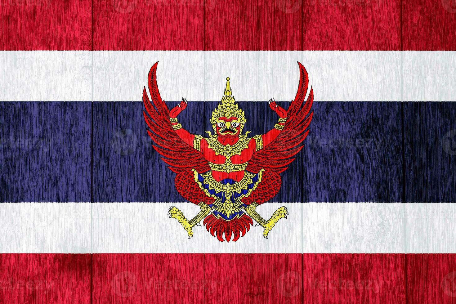 Flag and coat of arms of the Kingdom of Thailand on a textured background. Concept collage. photo