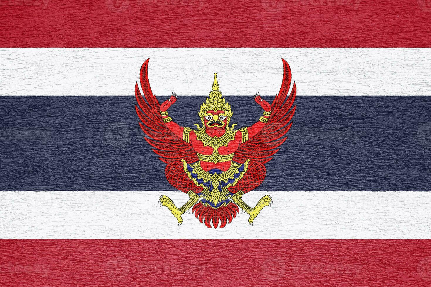 Flag and coat of arms of the Kingdom of Thailand on a textured background. Concept collage. photo