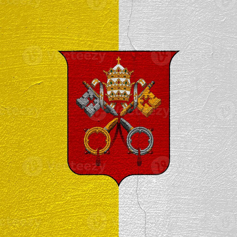 Flag and coat of arms Vatican City State on a textured background. Concept collage. photo