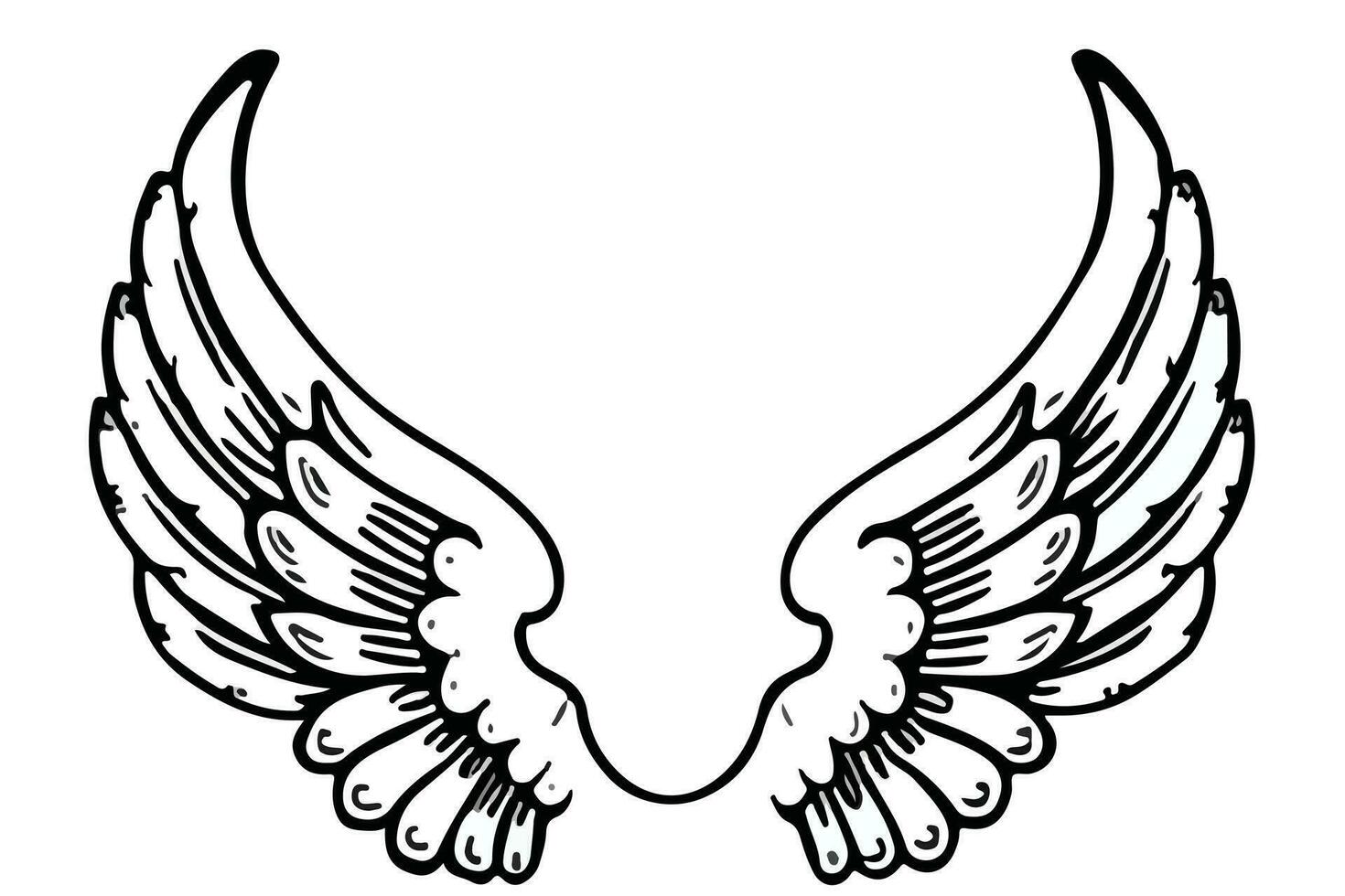 negro y blanco ángel alas clipart vector