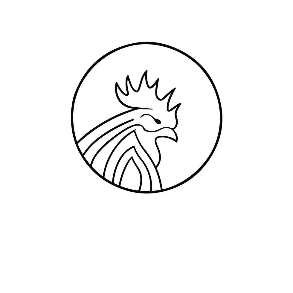 Minimalist Rooster Logo with Line art Style Vector