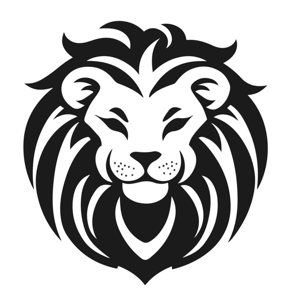 lion cub black and white logo vector