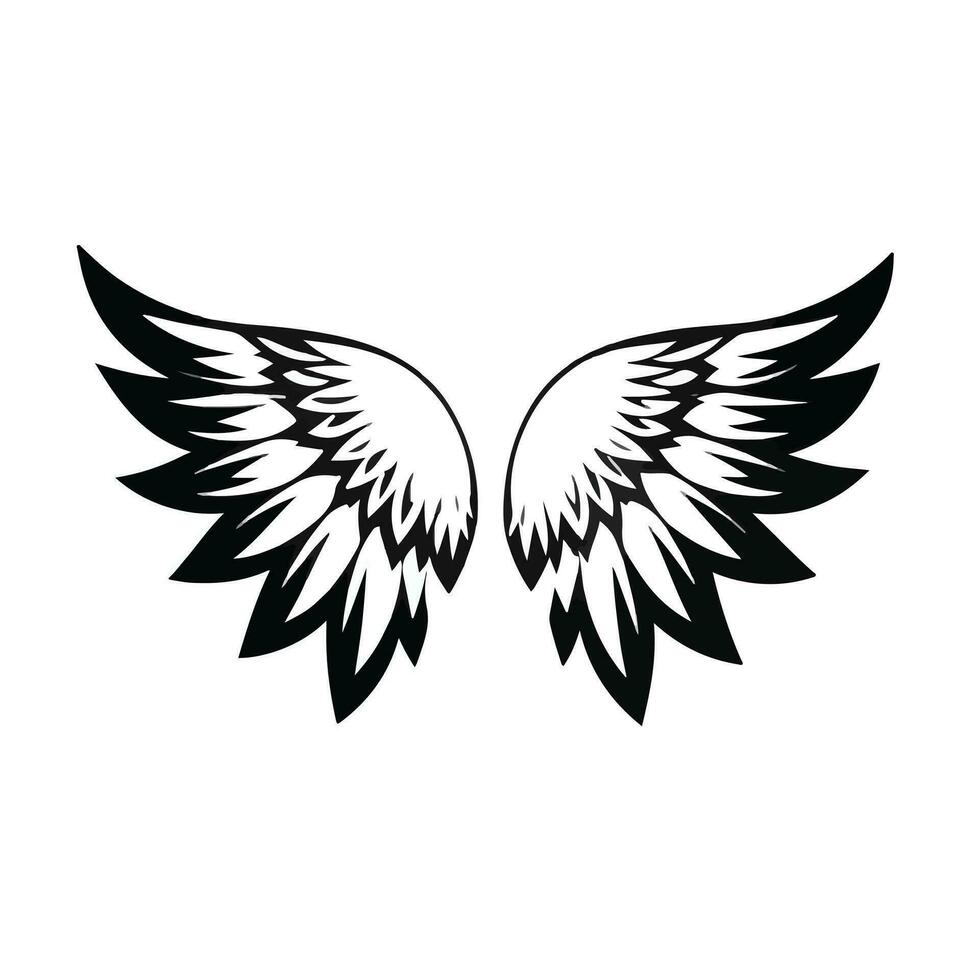 black and white angel wings clipart vector