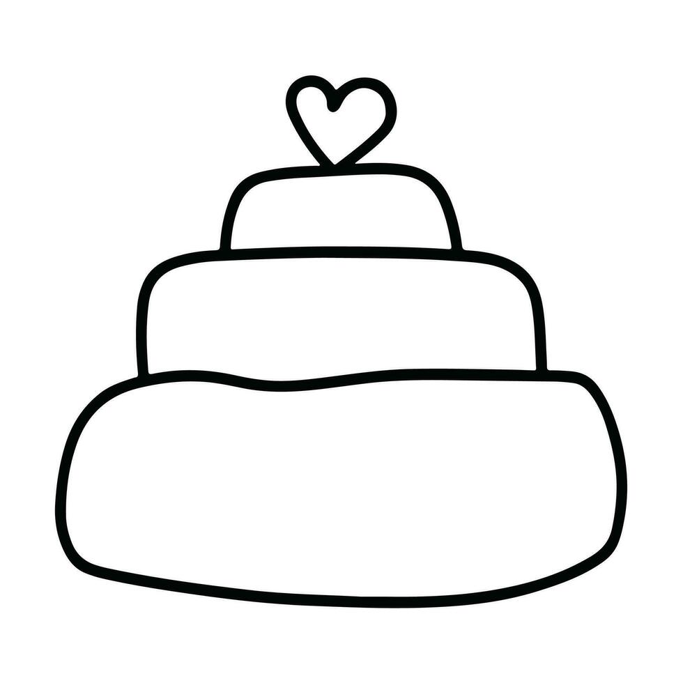 Three tier cake line icon. Clipart image isolated on white background vector