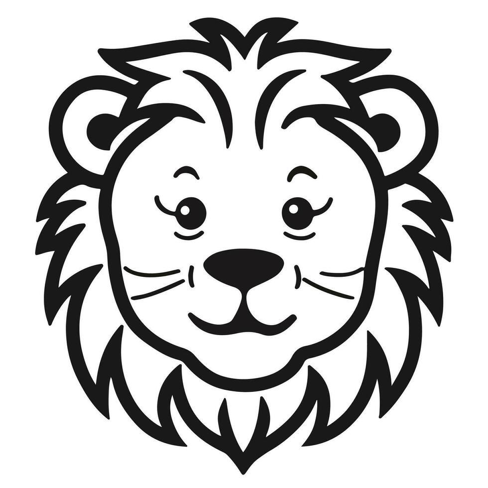 lion cub black and white logo vector