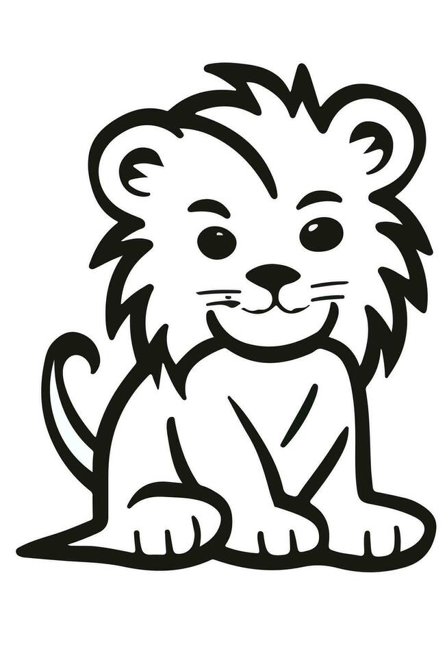 lion cub black and white logo vector