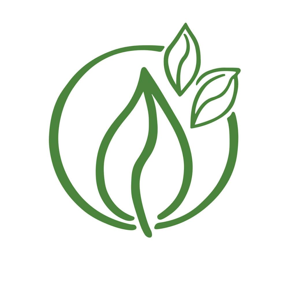 planta logo de verde hoja de té. ecología naturaleza elemento vector icono. eco vegano bio caligrafía mano dibujado ilustración