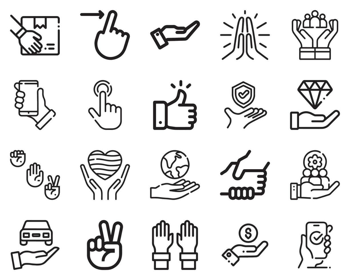 Simple Set of Hand Gestures Related Vector Line Icons. Contains such Icons as Gesticulate, Sign, Gesture and more. Editable Stroke. 48x48 Pixel Perfect.