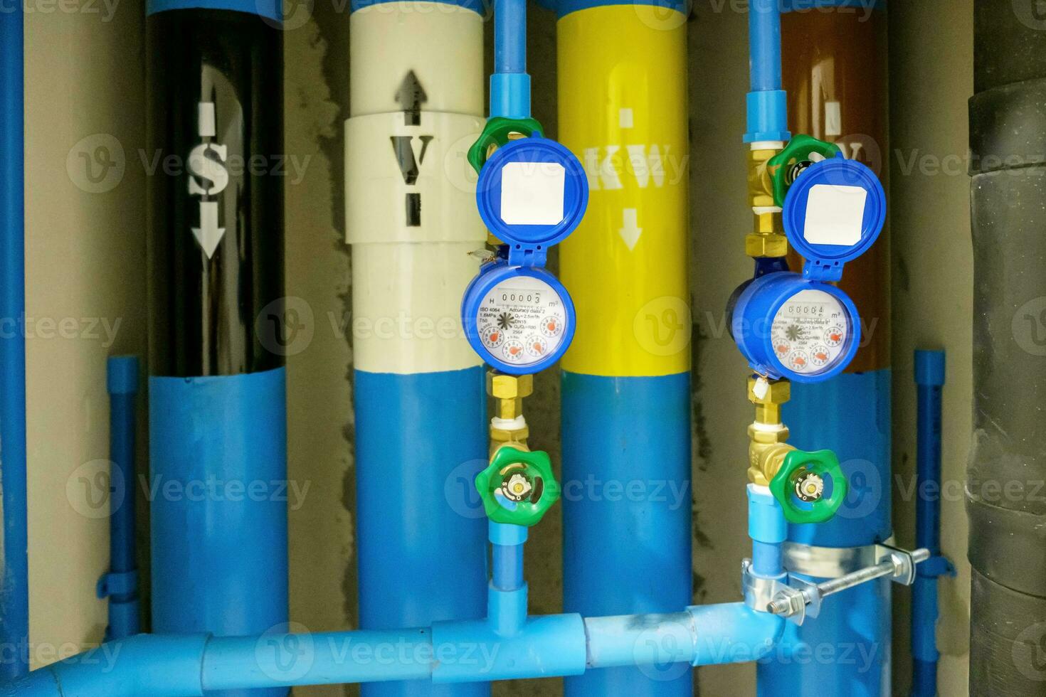 water pipe system and meter in building photo