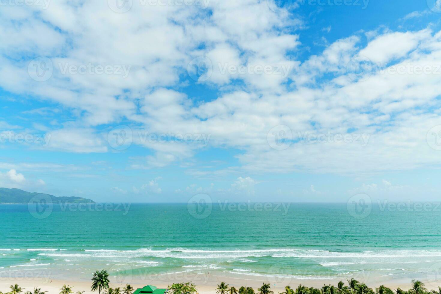 scenery of My Khe beach in Da Nang city, Vietnam. landmark and popular for tourist attractions. Southeast Asia travel concept photo