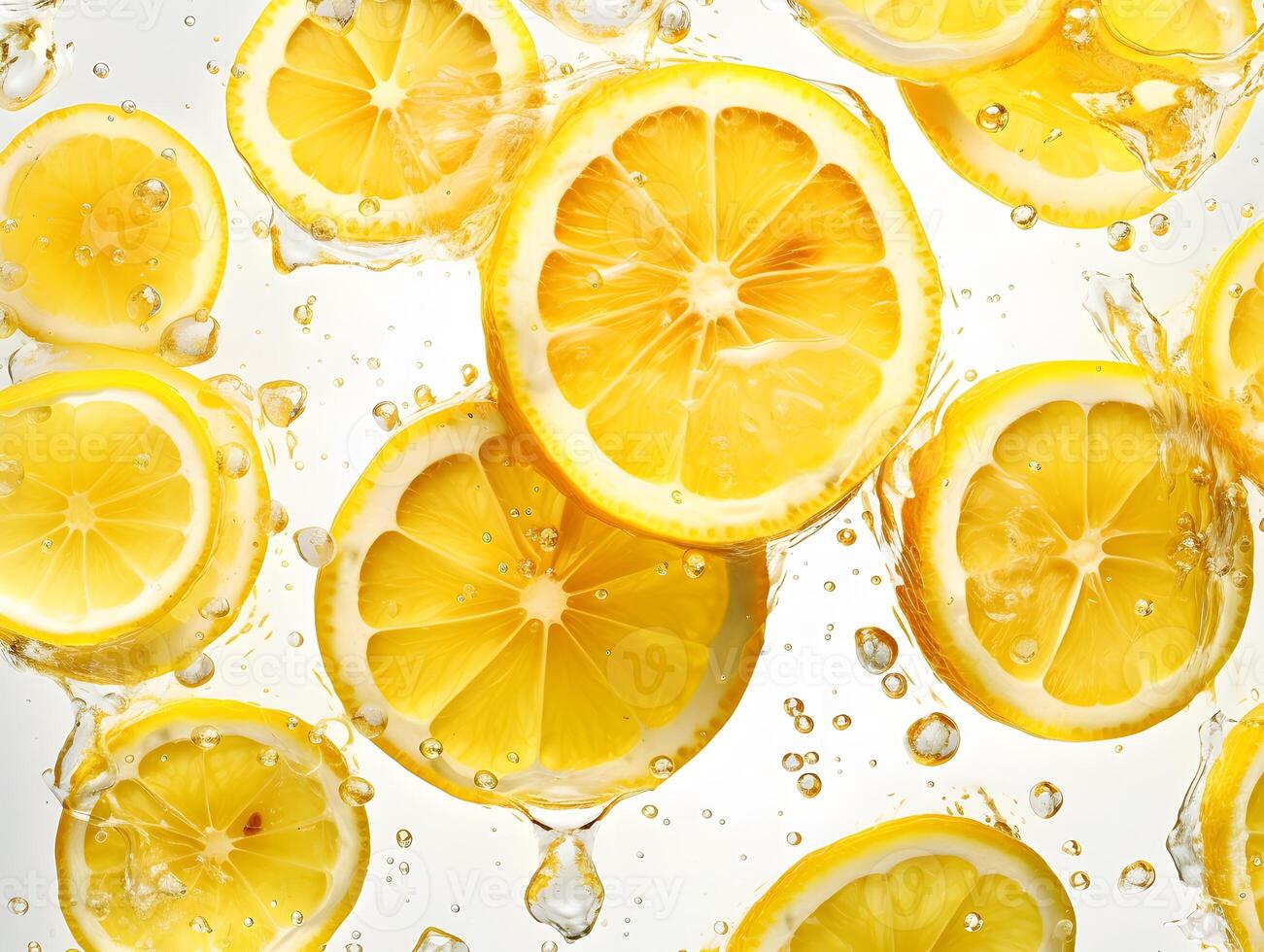 Lemon slices with zest on a white background. photo