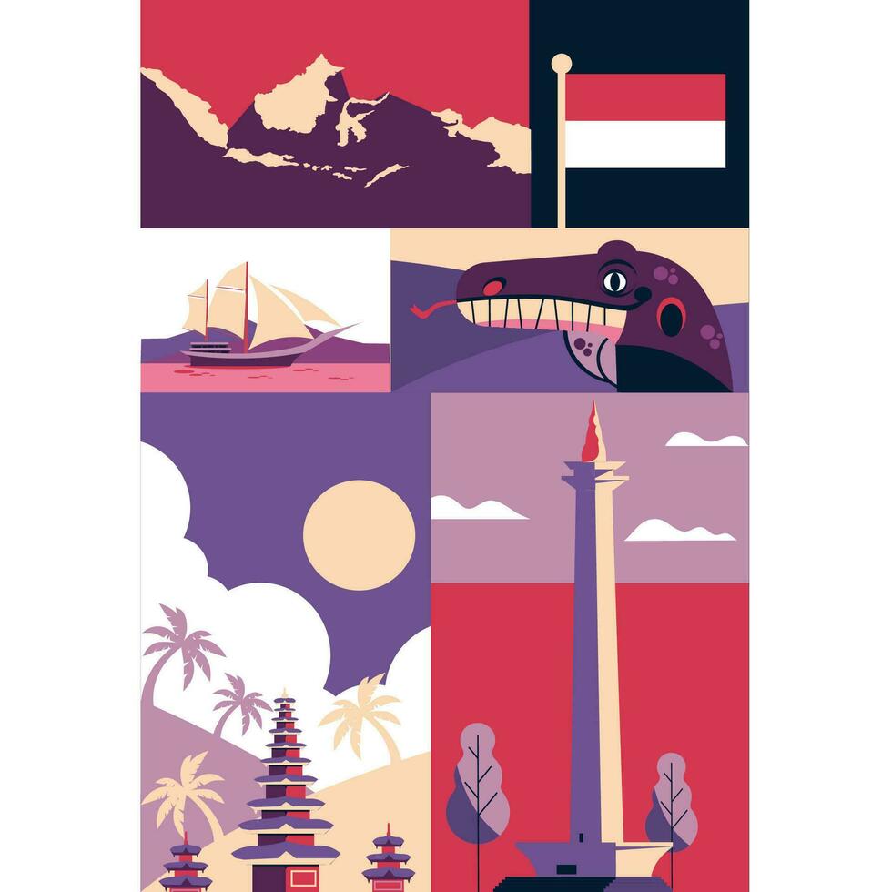 Indonesian tourism and travel vector