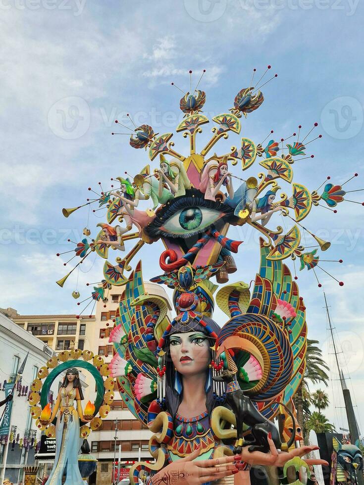 colorful holiday decorations hogueras alicante june photo