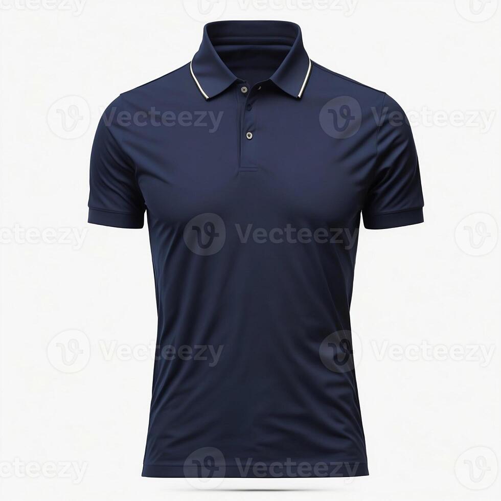 Men's Navy Blue Collar Neck Solid Polo T-Shirt Mockup, photo