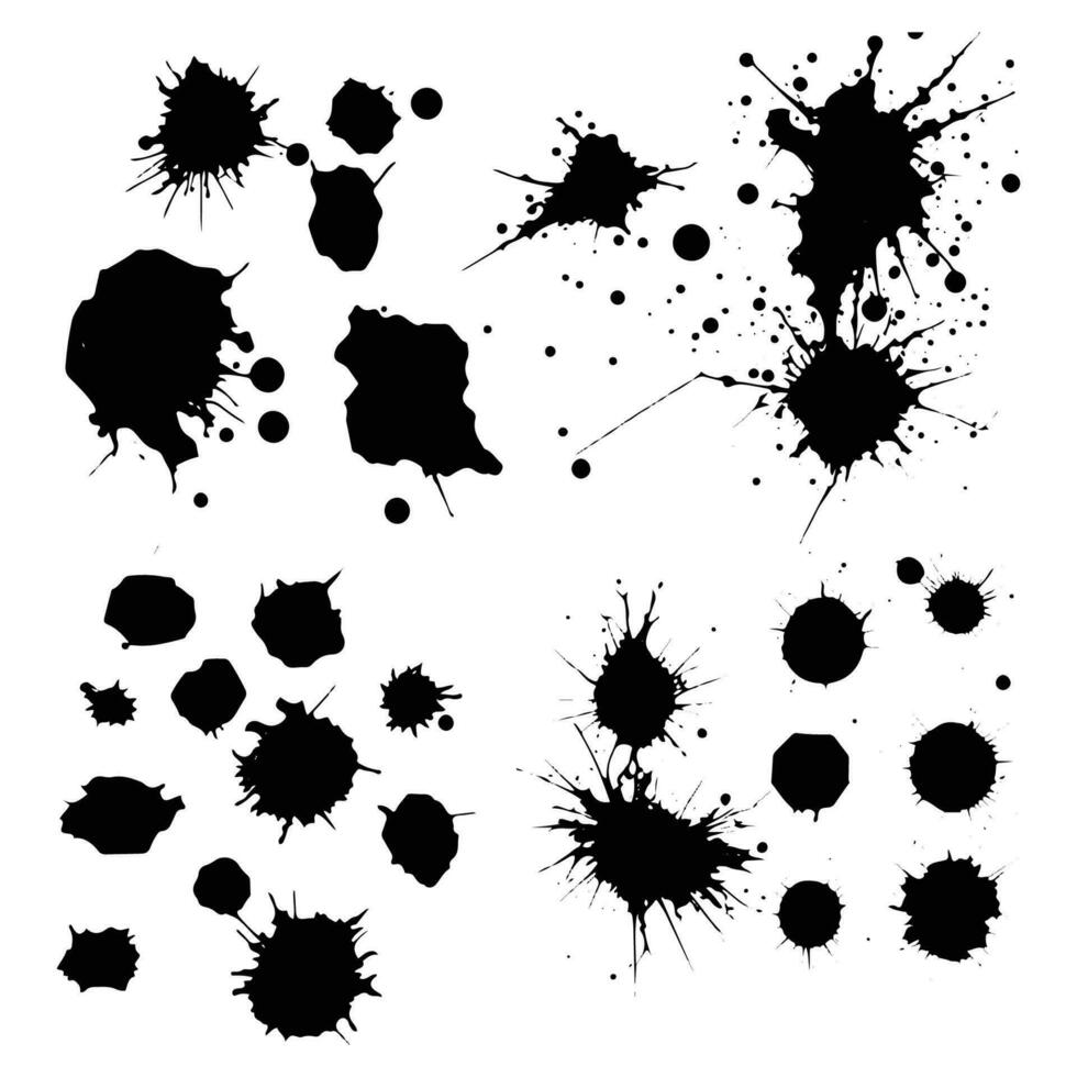 Abstract Black Ink Spot Set Ink Drop Effect Ink Splash Vector On White