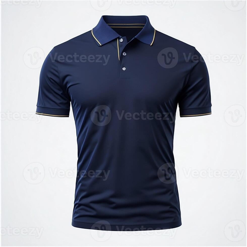 Men's Navy Blue Collar Neck Solid Polo T-Shirt Mockup, AI Generative ...