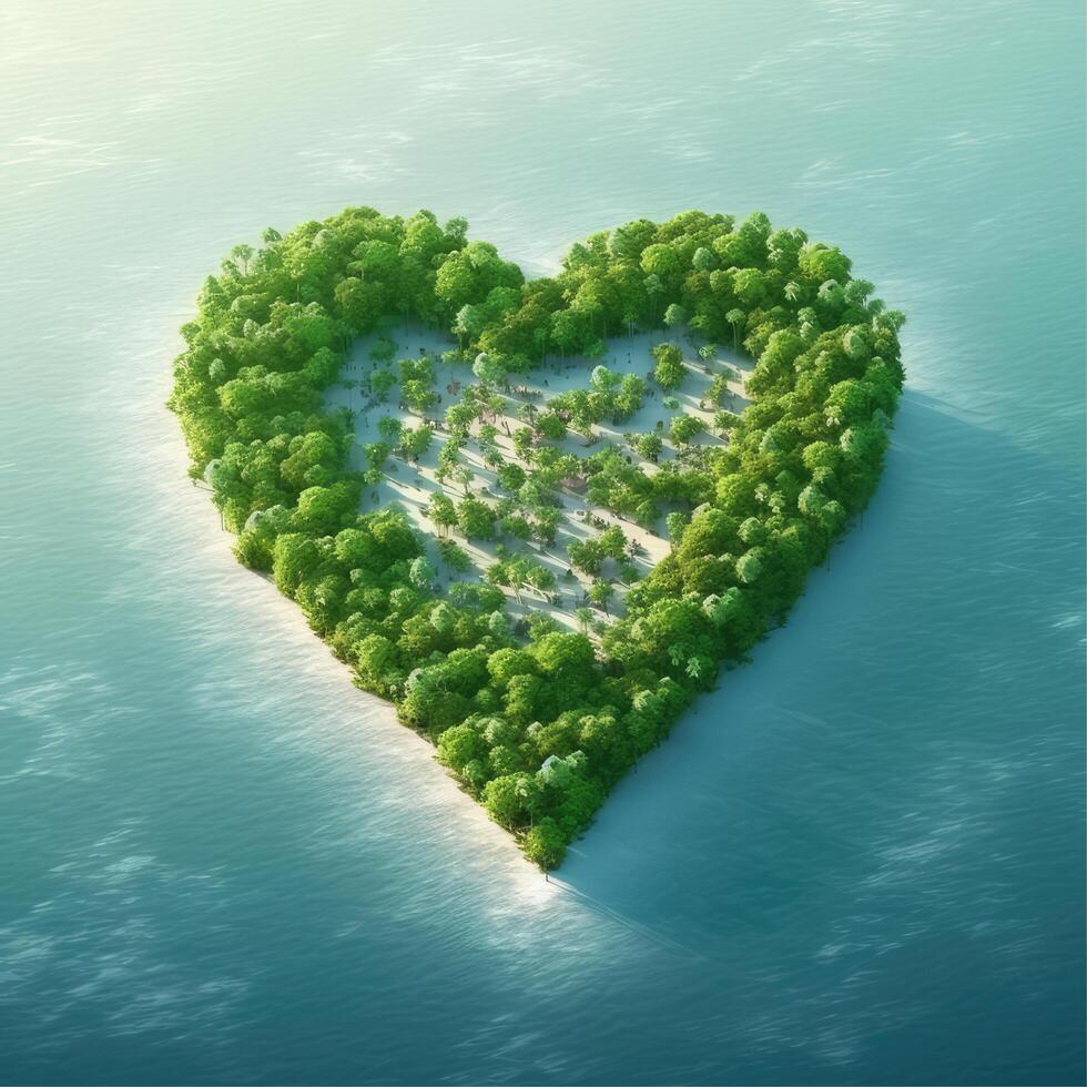 Beach Island in the form of heart shape, Summer beach island in heart shape, Travel summer holiday vacation idea concept, photo