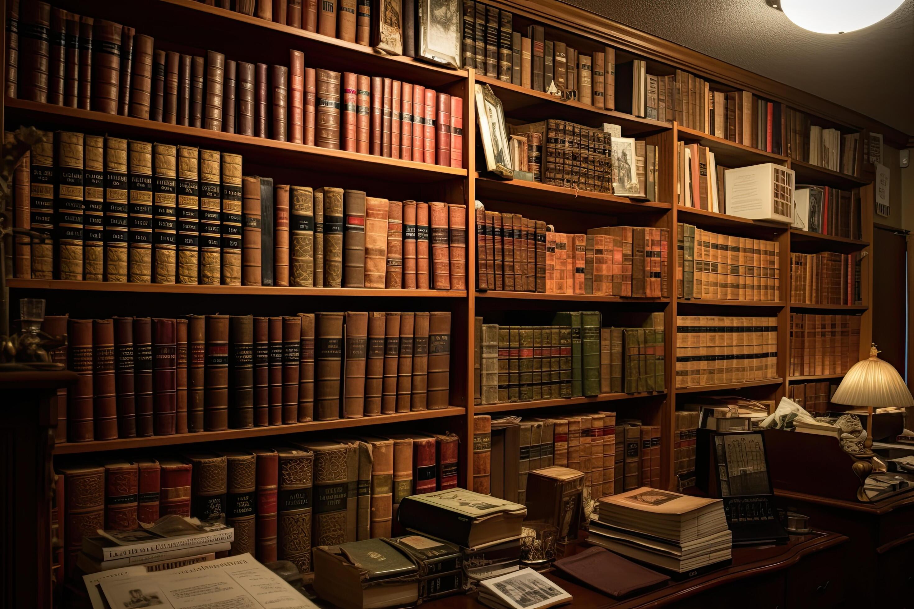 Old bookshelves in the library of the University of Cambridge