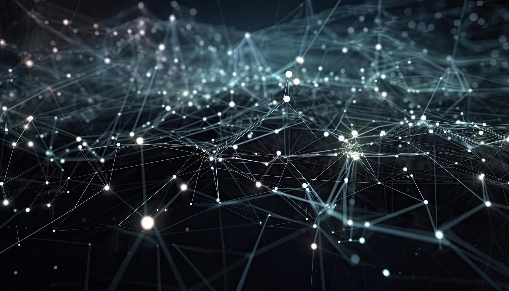 Connected dots and lines on dark background. Network concept. 3D rendering, Information technology and Digital data visualization network system, photo