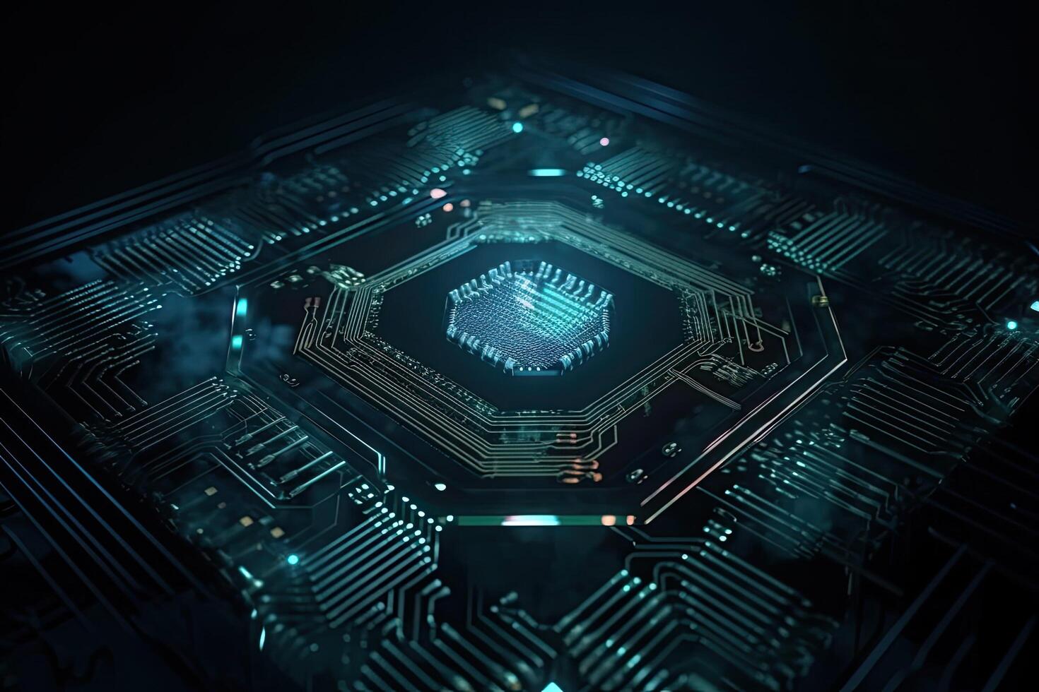 Circuit board background. 3d rendering, 3d illustration. Circuit board hologram with binary digits and tech, photo