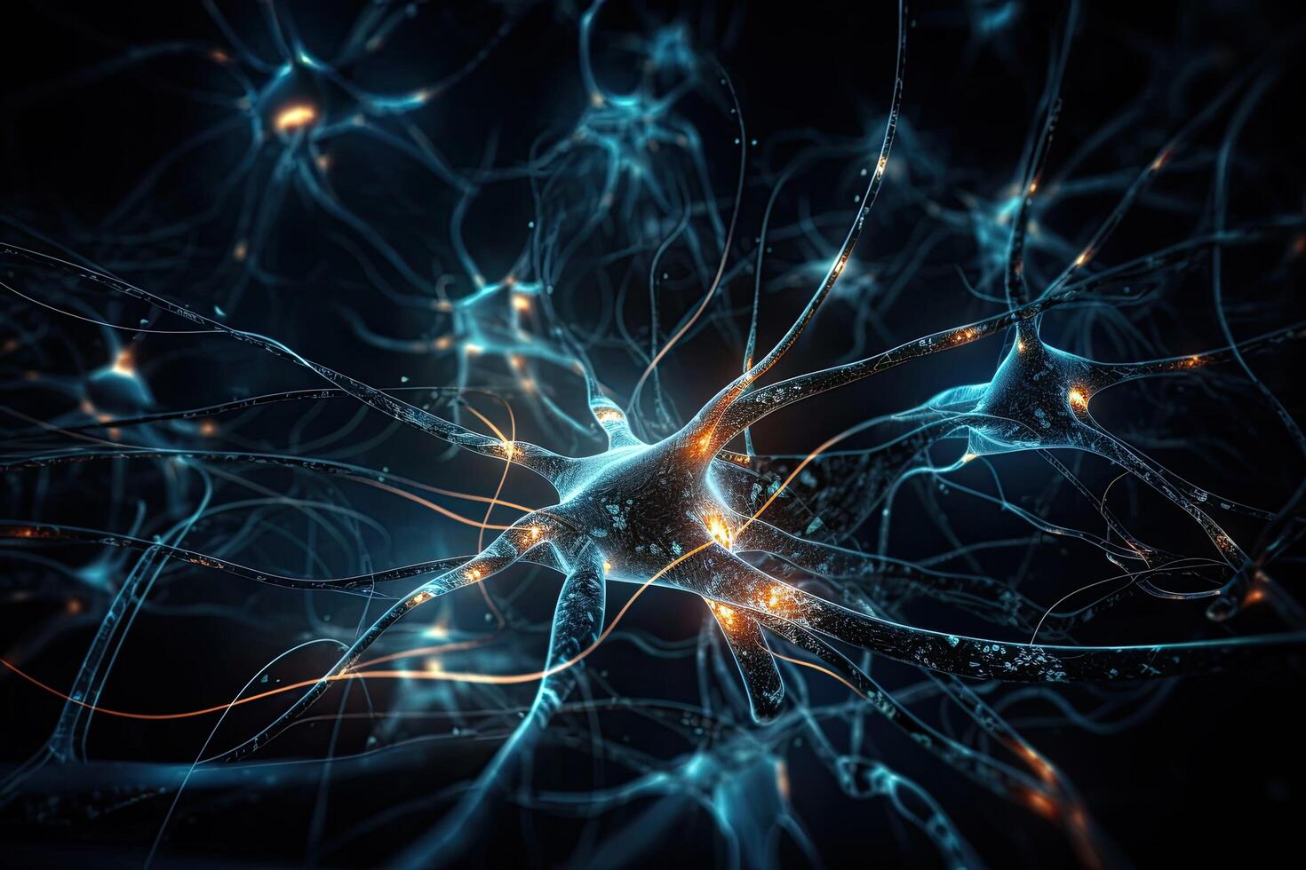 Neuron cell, 3d illustration, computer generated, abstract background ...