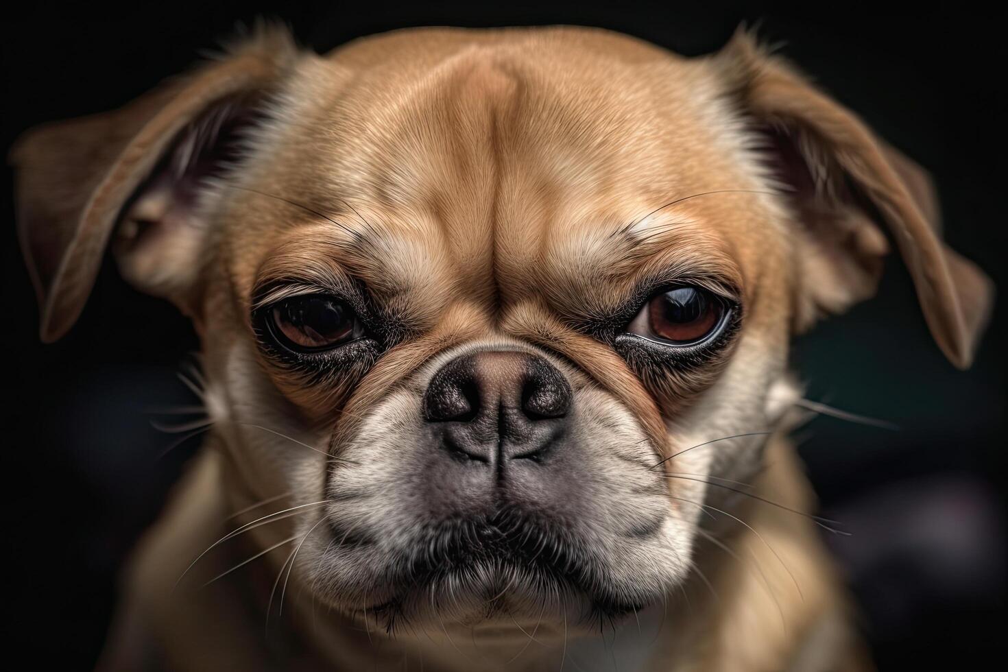 Portrait of a purebred dog, a French Bulldog. Funny dog disgusted face close up, photo