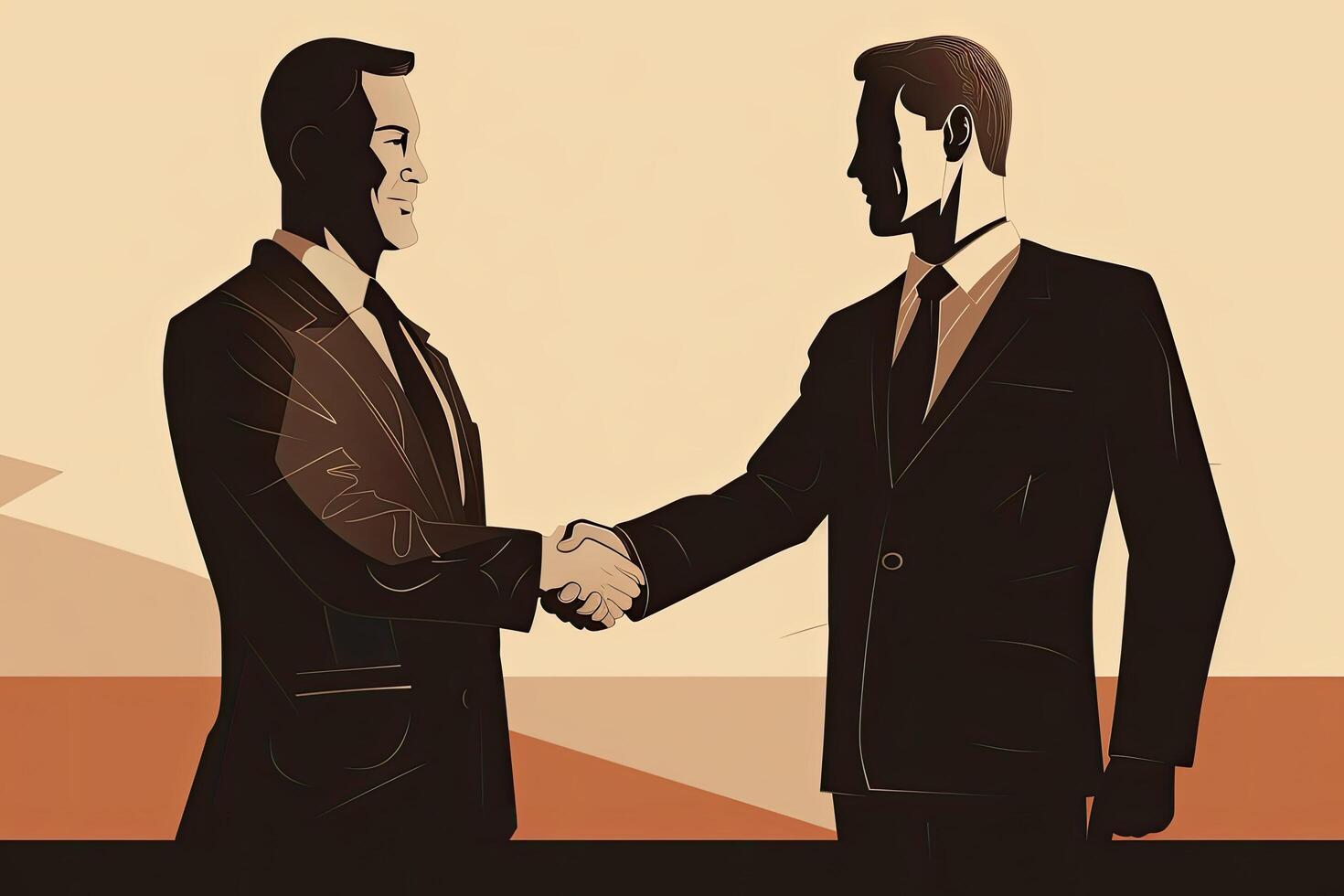 Businessmen shaking hands in a meeting. illustration in retro style. Illustration of Two Businessmen Shaking Hands, photo