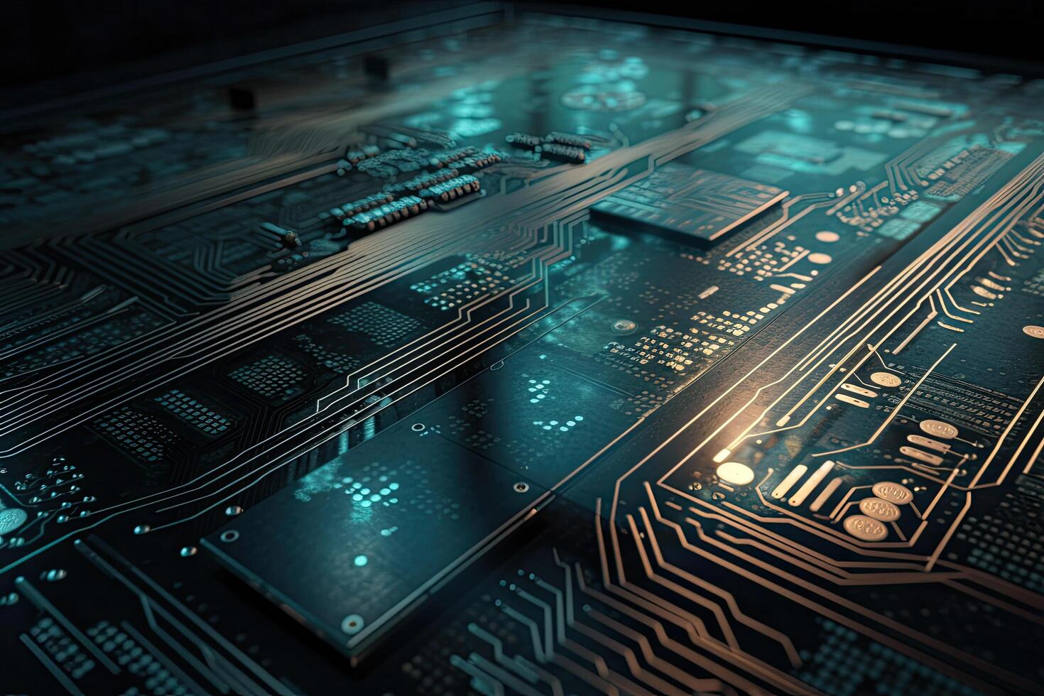 Circuit board close up. Technology background. 3d rendering, High tech circuit board with futuristic server motherboard, photo