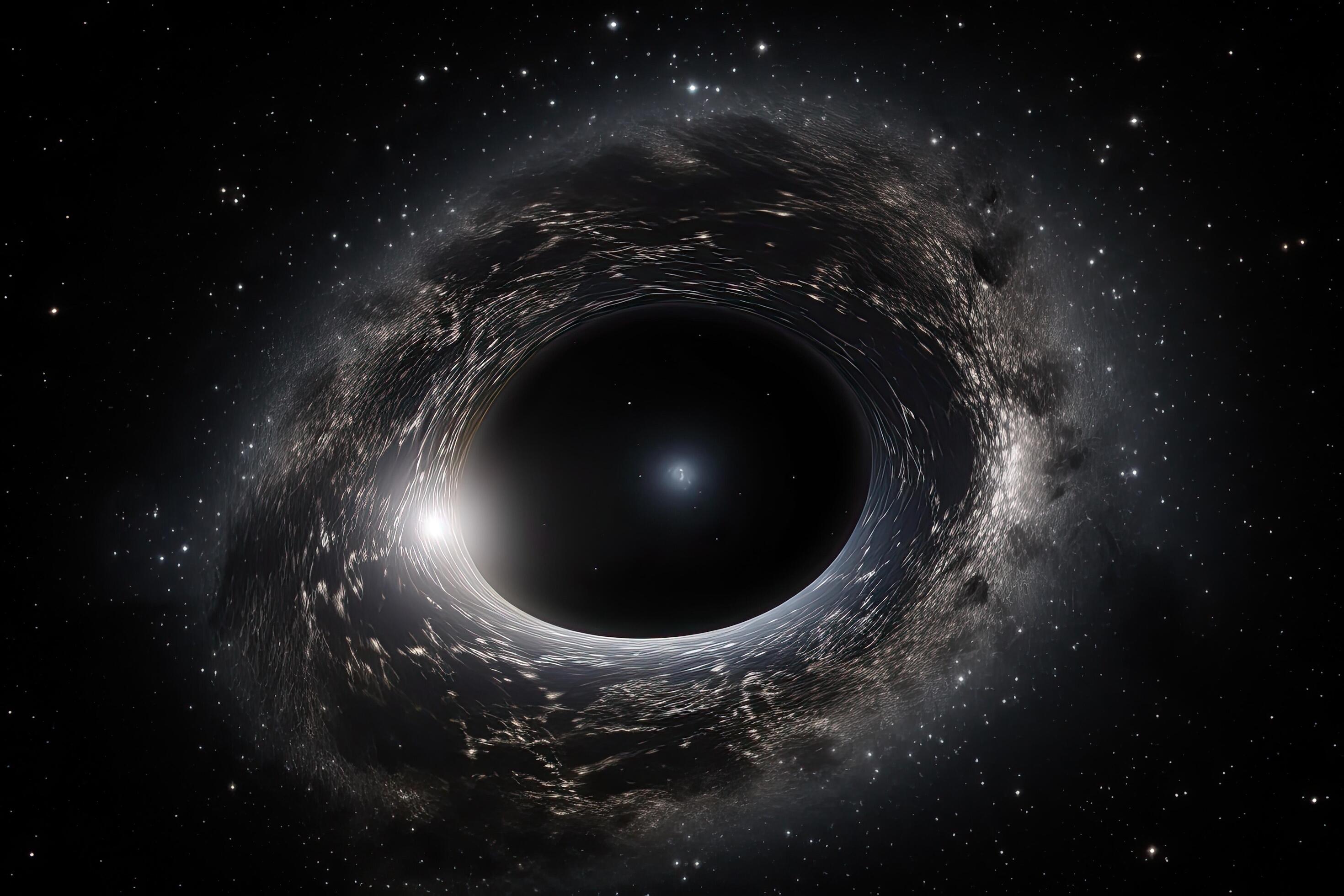 Black hole in the outer space with stars and galaxies. 3D rendering, A  monster black hole glowing in deep space, AI Generated 25501233 Stock Photo  at Vecteezy