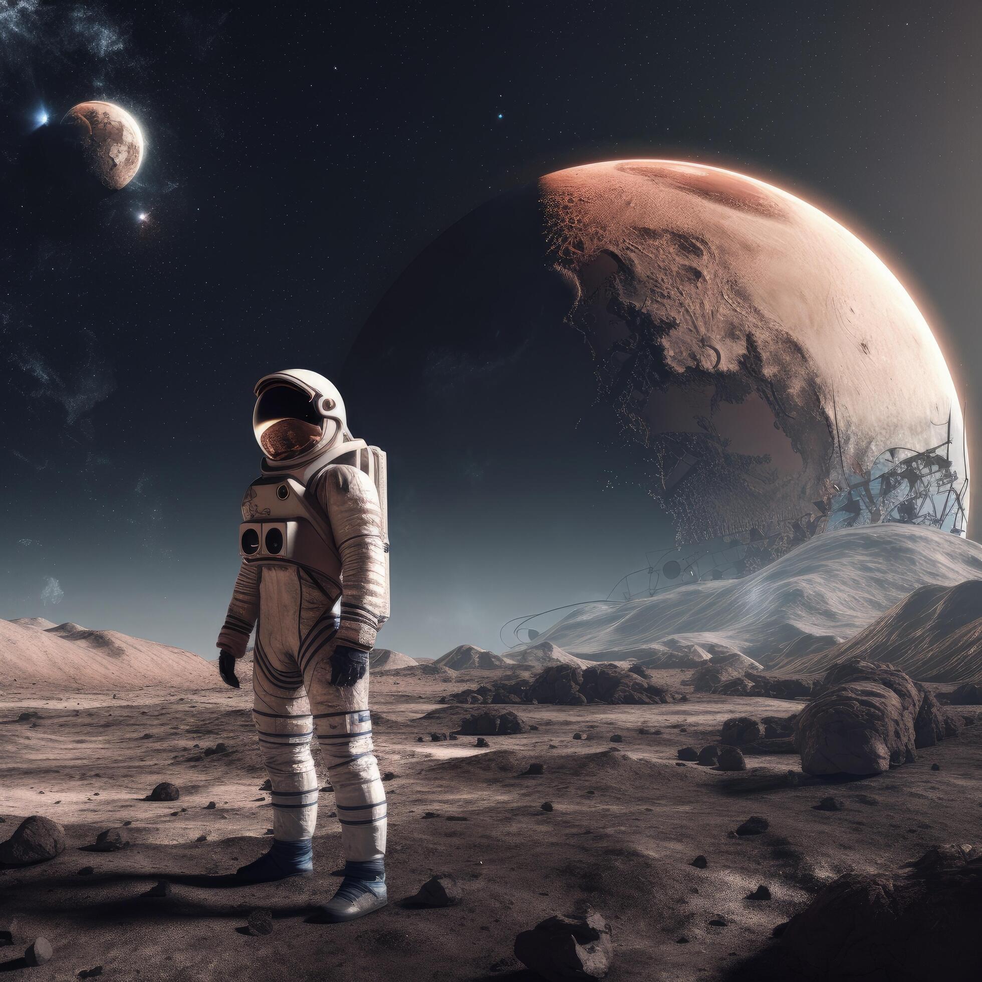 Astronaut in outer space. Mixed media. Mixed media. Mixed media, Portrait a  Lost astronaut in Jupiter epic scenes, AI Generated 25501318 Stock Photo at  Vecteezy