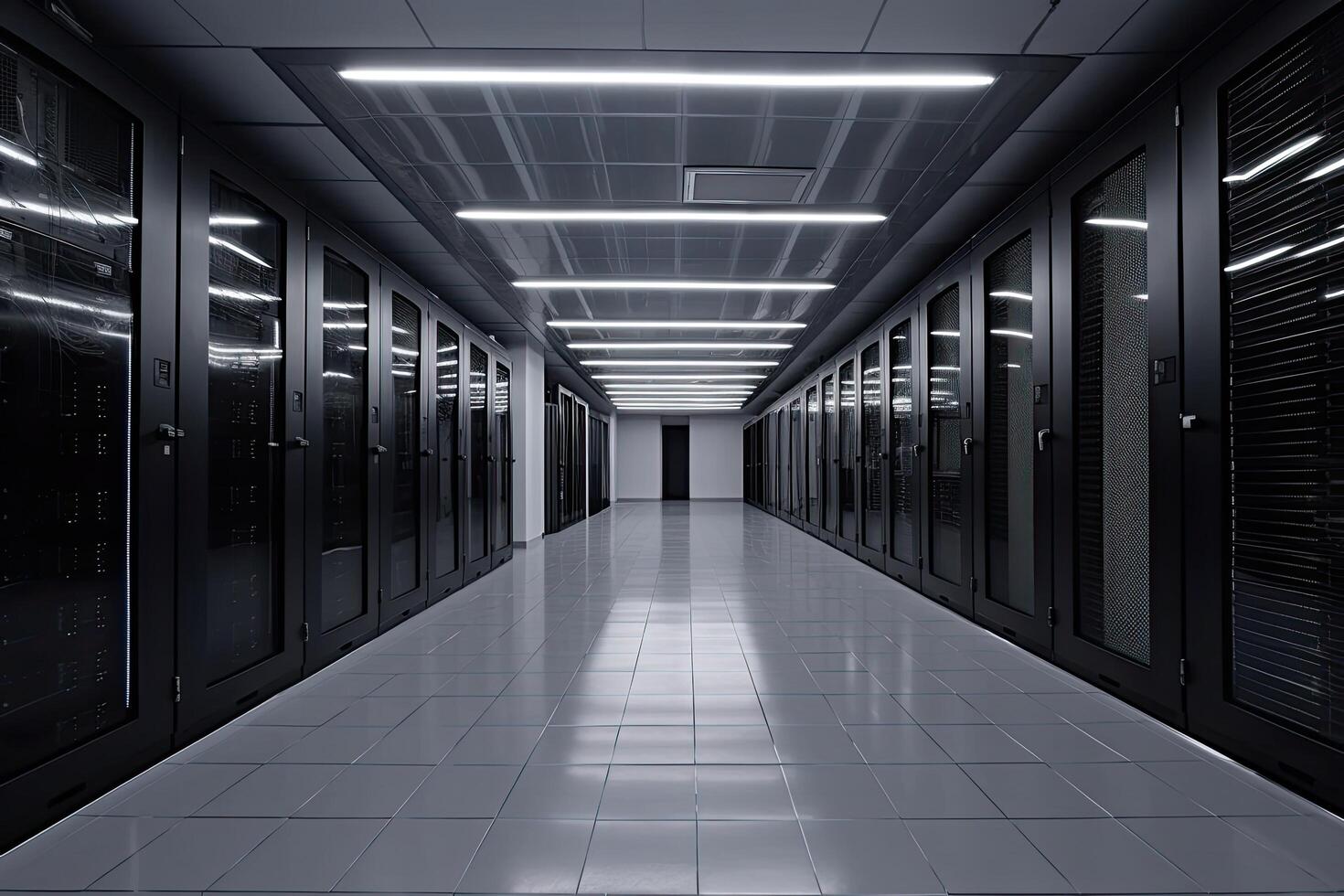 3D render of a server room with servers in a datacenter, Server room interior in a data center, photo