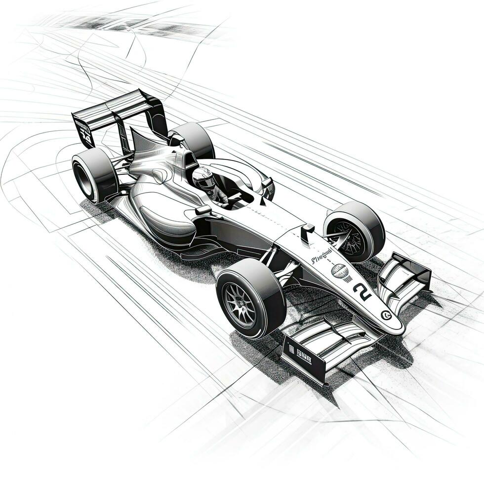 Premium AI Image  Sketch of a racing car on a white background 3d