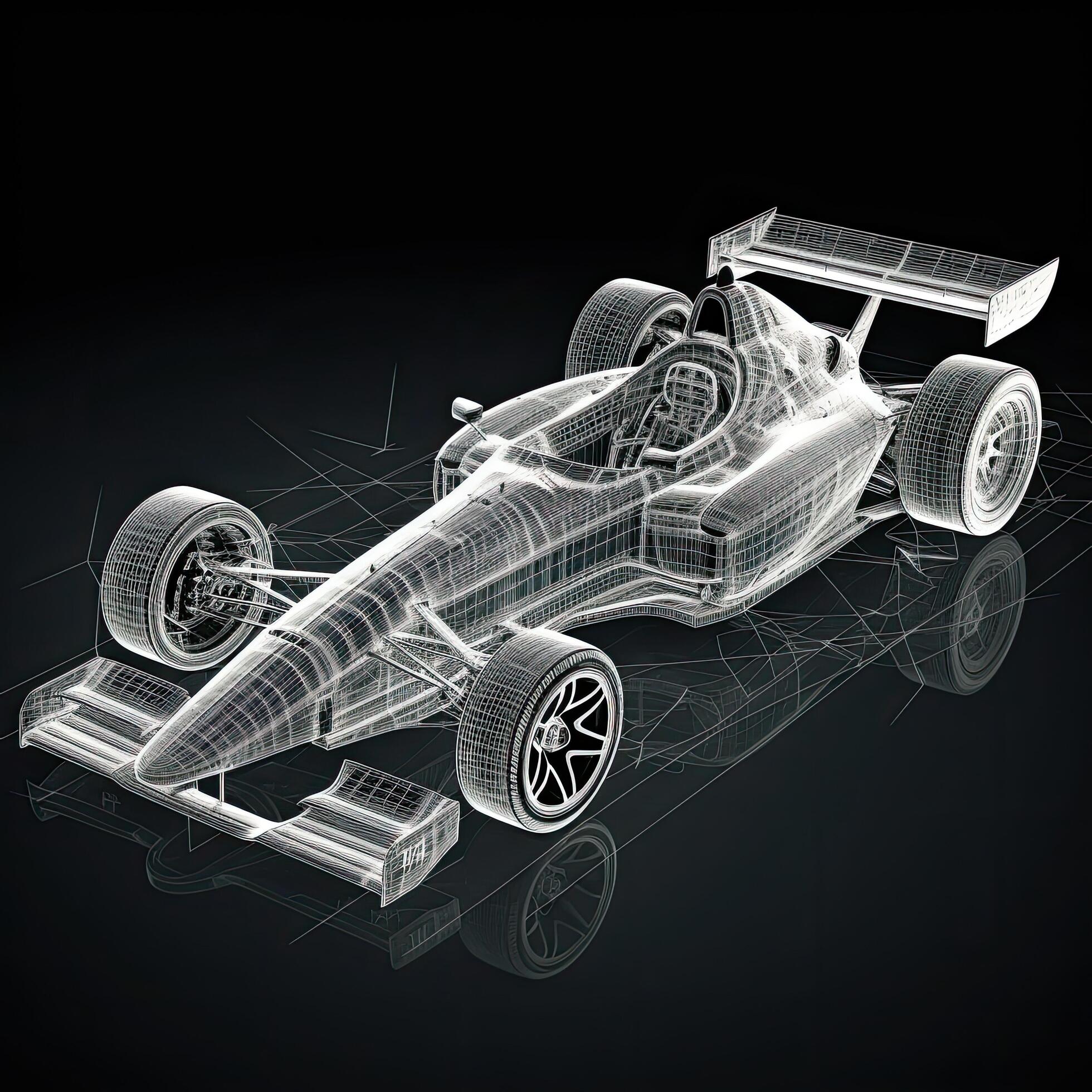 3d model race car on a black background with reflection. 3d rendering,  Sport car racing formula one race track line art, AI Generated 25501419  Stock Photo at Vecteezy