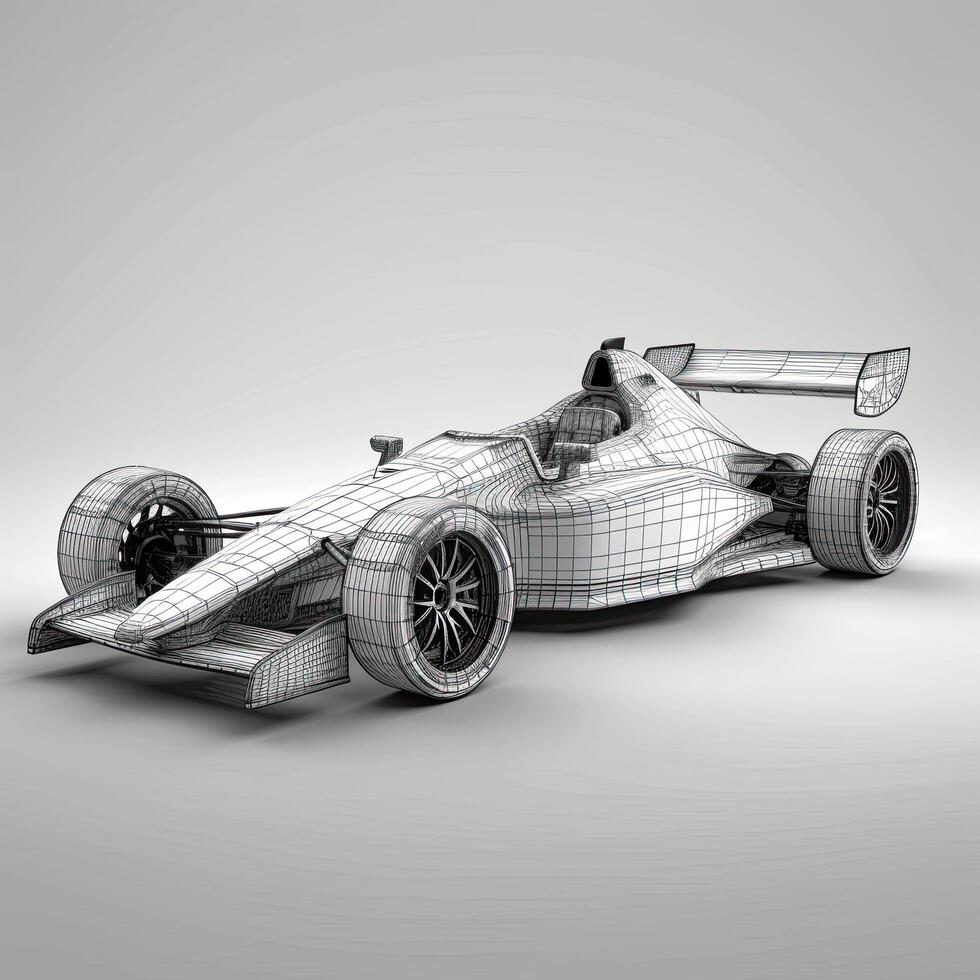 sport car 3d render on gray background with shadow and shadow, Sport car racing formula one race track line art, photo