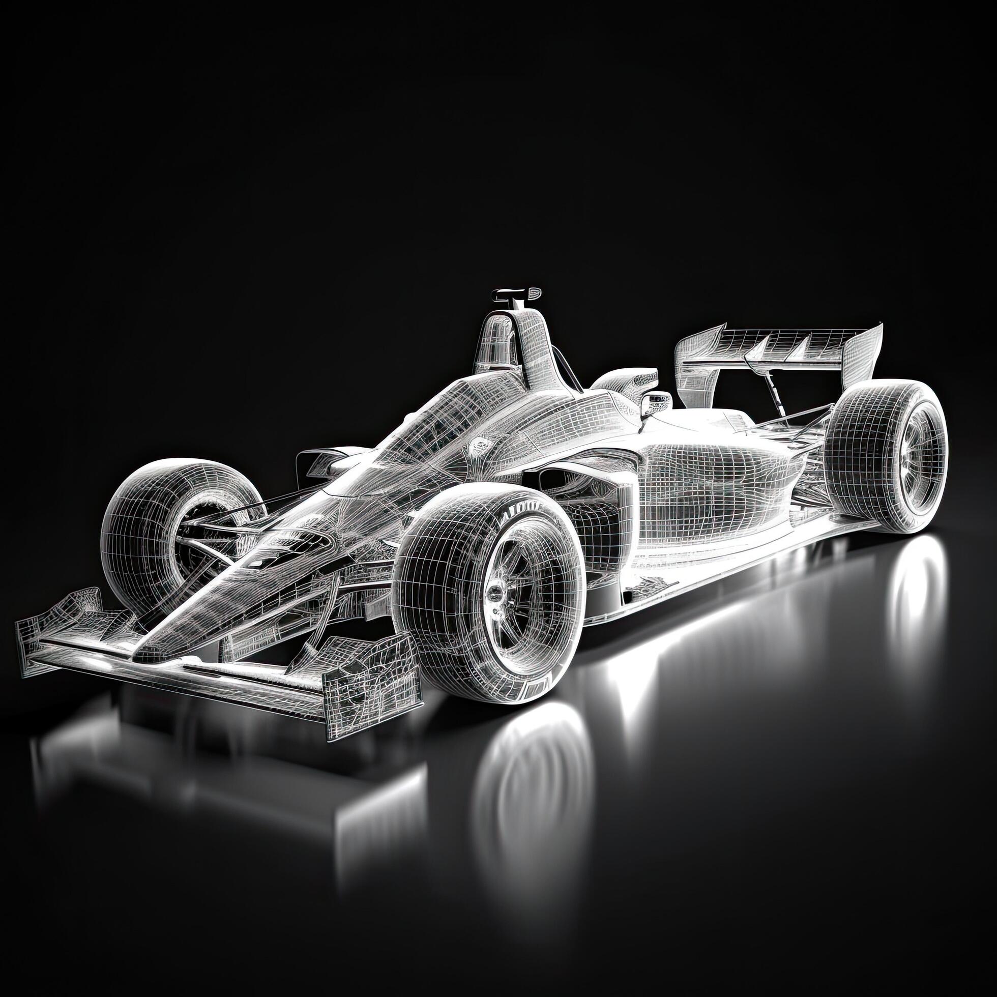 3d model race car on a black background with reflection. 3d rendering,  Sport car racing formula one race track line art, AI Generated 25501419  Stock Photo at Vecteezy